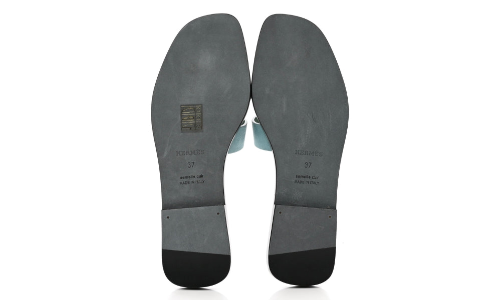 Hermes Oran Sandal Vert D'eau Suede Goatskin
