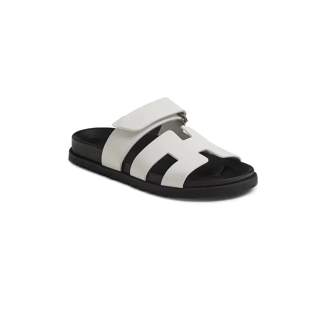 Hermes Chypre Sandals "White Leather"
