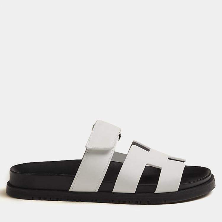 Hermes Chypre Sandals "White Leather"